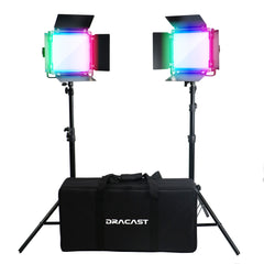 Dracast X Series LED500 RGB and Bi-Color LED 2 Light Kit with Nylon Padded Travel Case