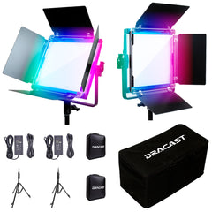 Dracast X Series LED500 RGB and Bi-Color LED 2 Light Kit with Nylon Padded Travel Case