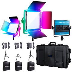 Dracast X Series LED500 RGB and Bi-Color LED 3 Light Kit with Injection Molded Travel Case