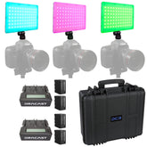 Dracast X Series LED Lighting Kit 28 (x3 DRX240RGB, Battery Kits, 5304F Travel Case)
