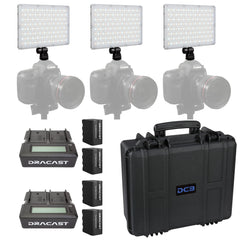 Dracast X Series LED Lighting Kit 31 (x3 DRX240B, Battery Kits, 5304F Travel Case)
