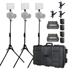 Dracast X Series LED Lighting Kit 37 (x3 DRX240B, Battery Kits, Light Stands, 7975 Travel Case)
