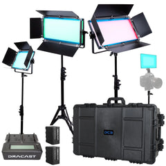 Dracast X Series LED Lighting Kit 4 (x1 DRX500RGB, x2 DRX1000RGB, x1 DRX240RGB, 8305F Travel Case)