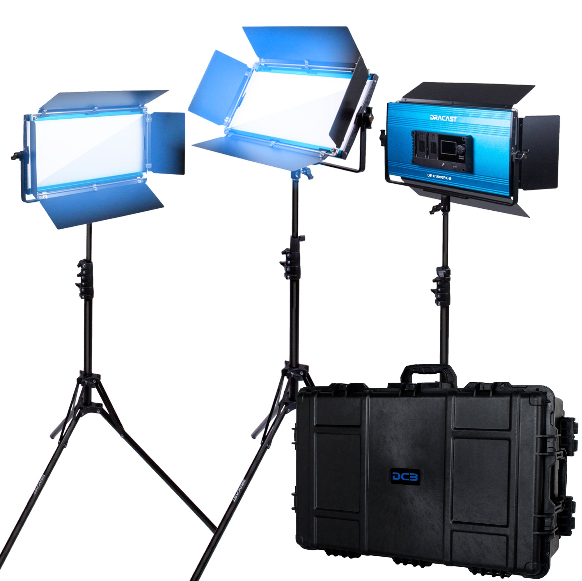 Dracast X Series LED1000 Daylight LED 3 Light Kit with Injection Molded Travel Case