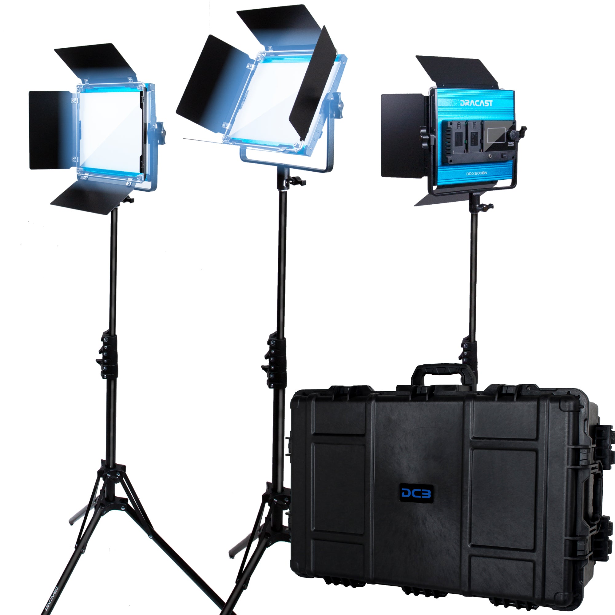 Dracast X Series LED500 Daylight LED 3 Light Kit with Injection Molded Travel Case
