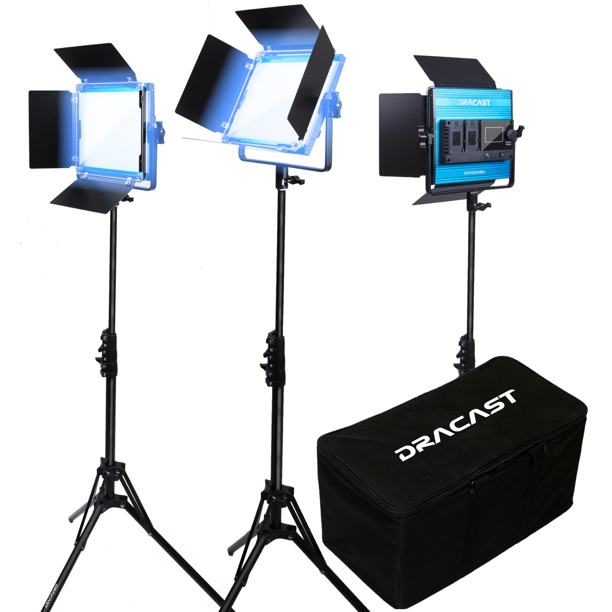 Dracast X Series LED500 Daylight LED 3 Light Kit with Nylon Padded Travel Case