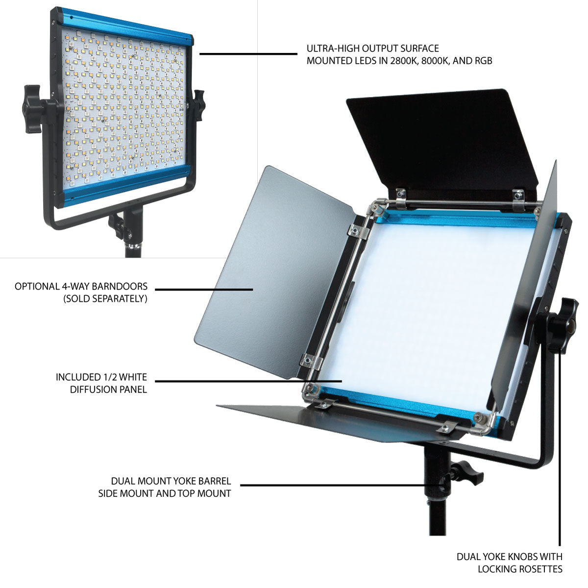Dracast X Series LED500 Daylight LED 3 Light Kit with Injection Molded Travel Case