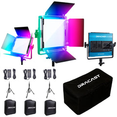 Dracast X Series LED500 RGB and Bi-Color LED 3 Light Kit with Nylon Padded Travel Case