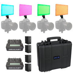 Dracast X Series LED Lighting Kit 29 (x4 DRX240RGB, Battery Kits, 5304F Travel Case)