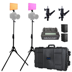 Dracast X Series LED Lighting Kit 33 (x2 DRX240RGB, Battery Kits, Light Stands, 7975 Travel Case)